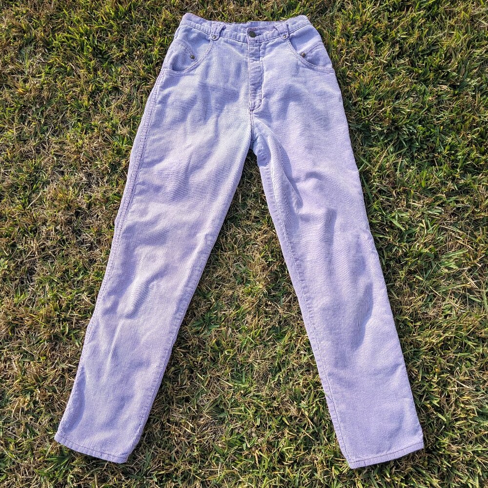 Vintage Purple Corduroy Pants Small Straight Leg High Rise 80s Pastel Western
